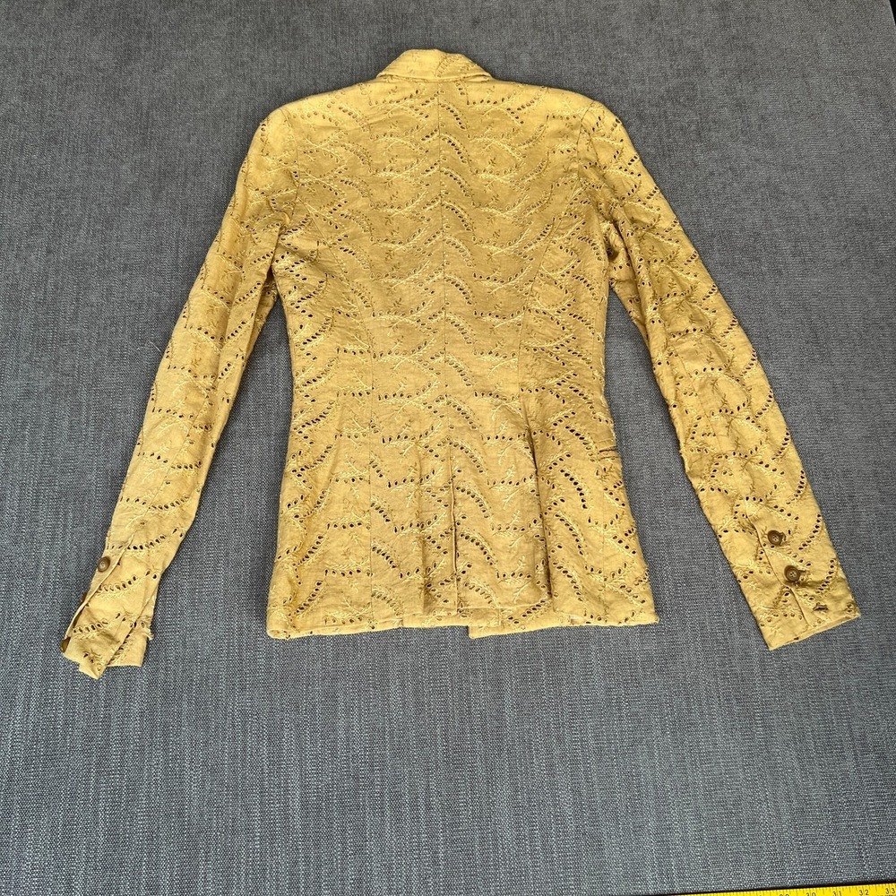 Vtg Ultra Betsey Johnson Two-Piece Blazer & Skirt Suit Set Womens Yellow Eyelet - Picture 6 of 16